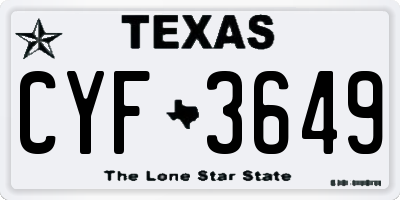 TX license plate CYF3649