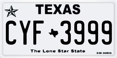 TX license plate CYF3999