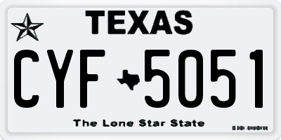 TX license plate CYF5051