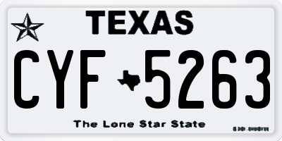 TX license plate CYF5263