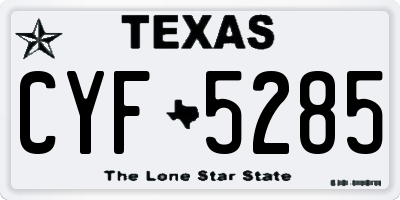 TX license plate CYF5285