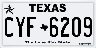 TX license plate CYF6209