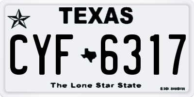TX license plate CYF6317