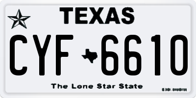 TX license plate CYF6610