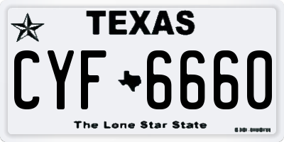 TX license plate CYF6660