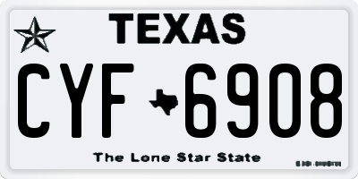 TX license plate CYF6908