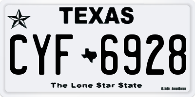 TX license plate CYF6928