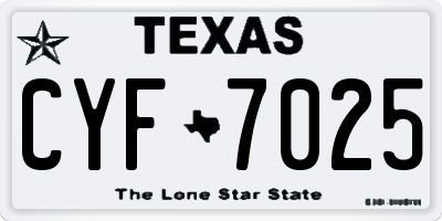 TX license plate CYF7025