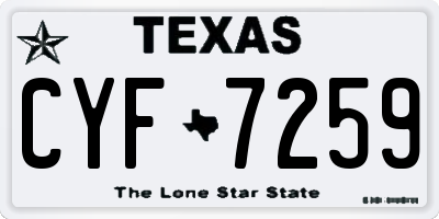TX license plate CYF7259