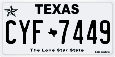 TX license plate CYF7449