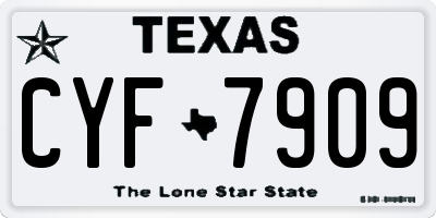 TX license plate CYF7909