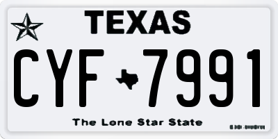 TX license plate CYF7991