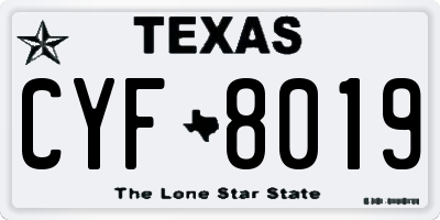 TX license plate CYF8019