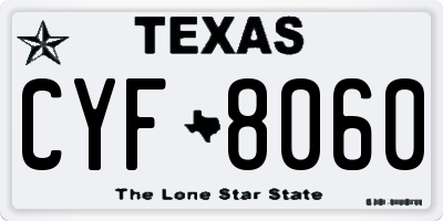 TX license plate CYF8060