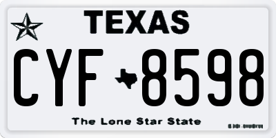 TX license plate CYF8598