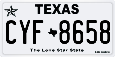 TX license plate CYF8658
