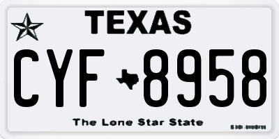 TX license plate CYF8958