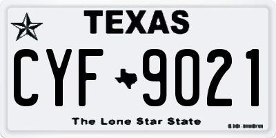 TX license plate CYF9021