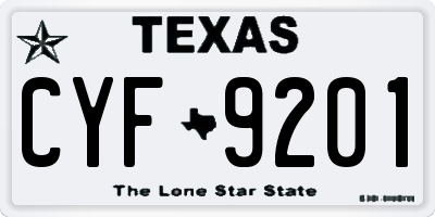 TX license plate CYF9201