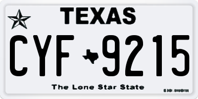 TX license plate CYF9215
