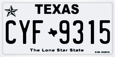 TX license plate CYF9315