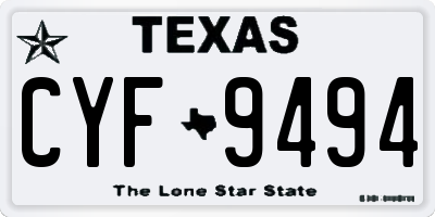 TX license plate CYF9494