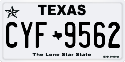 TX license plate CYF9562