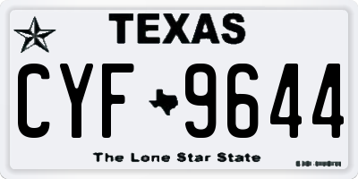 TX license plate CYF9644