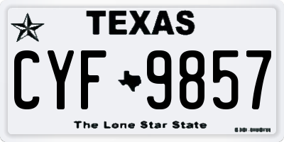 TX license plate CYF9857