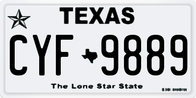 TX license plate CYF9889