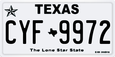 TX license plate CYF9972