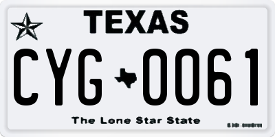 TX license plate CYG0061