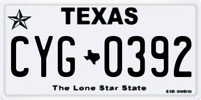 TX license plate CYG0392