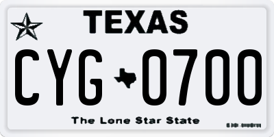 TX license plate CYG0700