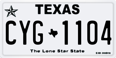 TX license plate CYG1104