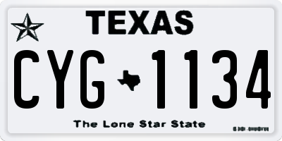 TX license plate CYG1134