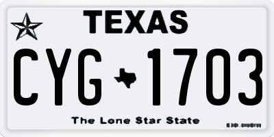 TX license plate CYG1703