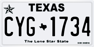TX license plate CYG1734