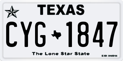 TX license plate CYG1847