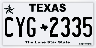 TX license plate CYG2335