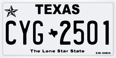 TX license plate CYG2501
