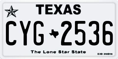 TX license plate CYG2536