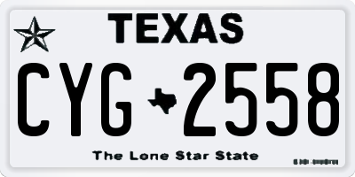 TX license plate CYG2558