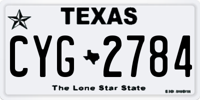 TX license plate CYG2784