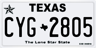 TX license plate CYG2805