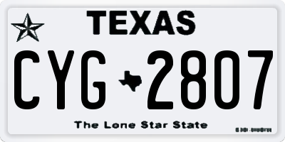 TX license plate CYG2807