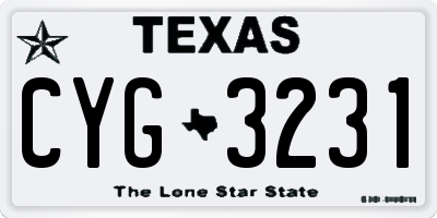TX license plate CYG3231