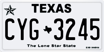 TX license plate CYG3245