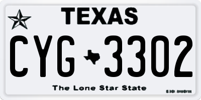 TX license plate CYG3302