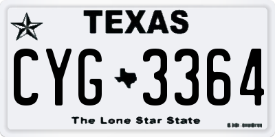 TX license plate CYG3364